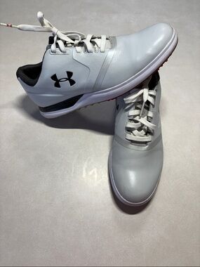 Under Armour White Golf Cleats with Black Logo Accents